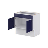 Hugo&Borg Lorette 30-in W x 30-in H x 21-in D Navy Blue Sink Base Fully Assembled Cabinet (Recessed Panel Shaker Style)