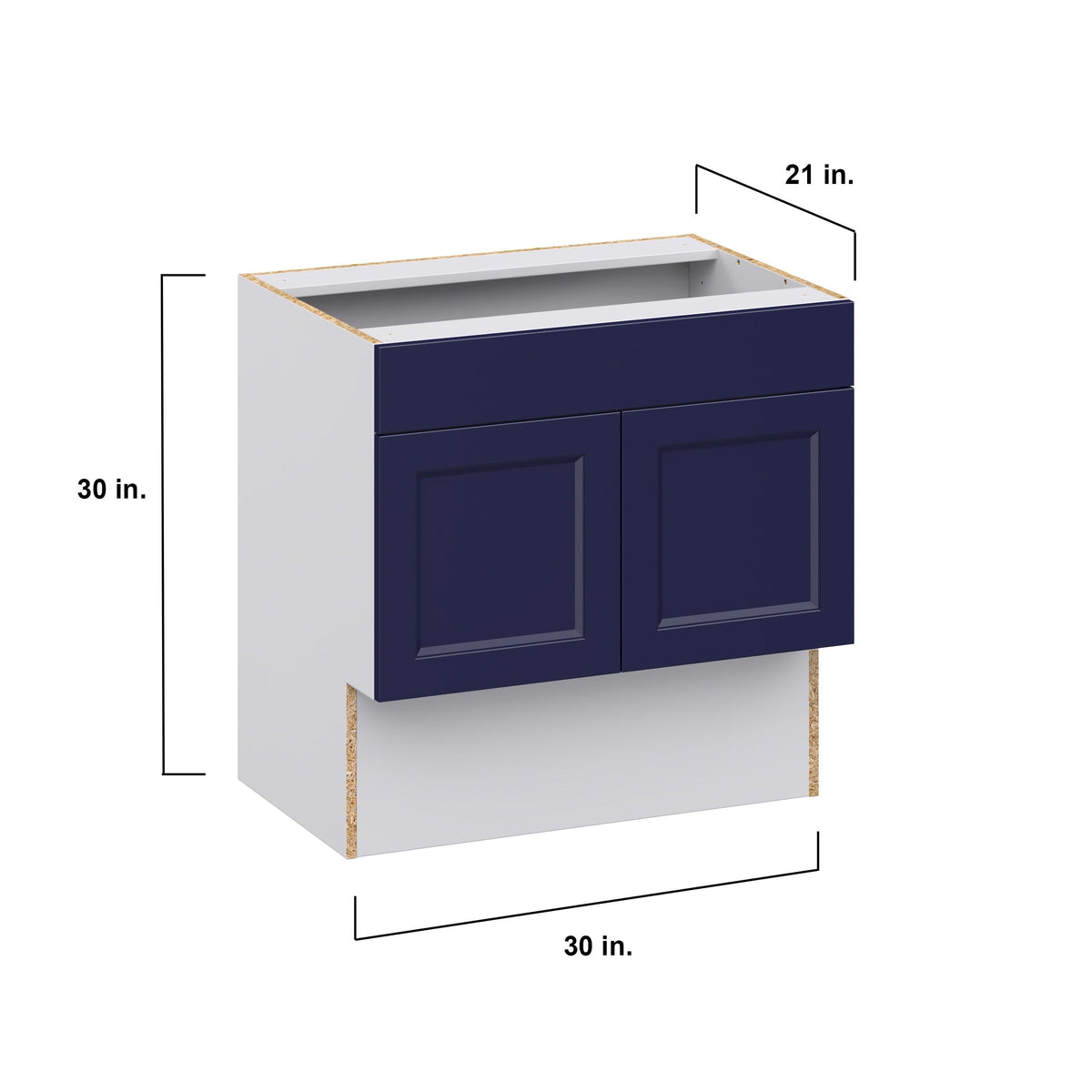Hugo&Borg Lorette 30-in W x 30-in H x 21-in D Navy Blue Sink Base Fully Assembled Cabinet (Recessed Panel Shaker Style)