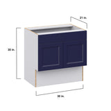Hugo&Borg Lorette 30-in W x 30-in H x 21-in D Navy Blue Sink Base Fully Assembled Cabinet (Recessed Panel Shaker Style)