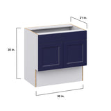 Hugo&Borg Lorette 30-in W x 30-in H x 21-in D Navy Blue Base Fully Assembled Cabinet (Recessed Panel Shaker Door Style)
