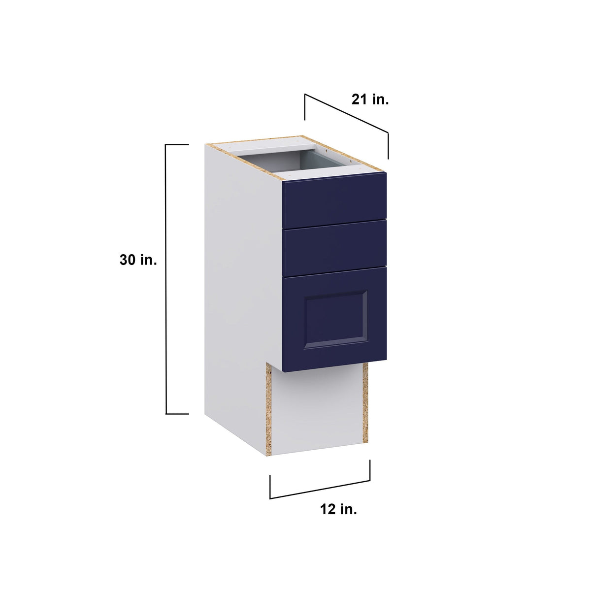 Hugo&Borg Lorette 12-in W x 30-in H x 21-in D Navy Blue 4-Drawer Base Fully Assembled Cabinet (Recessed Panel Style)