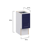Hugo&Borg Lorette 12-in W x 30-in H x 21-in D Navy Blue 4-Drawer Base Fully Assembled Cabinet (Recessed Panel Style)