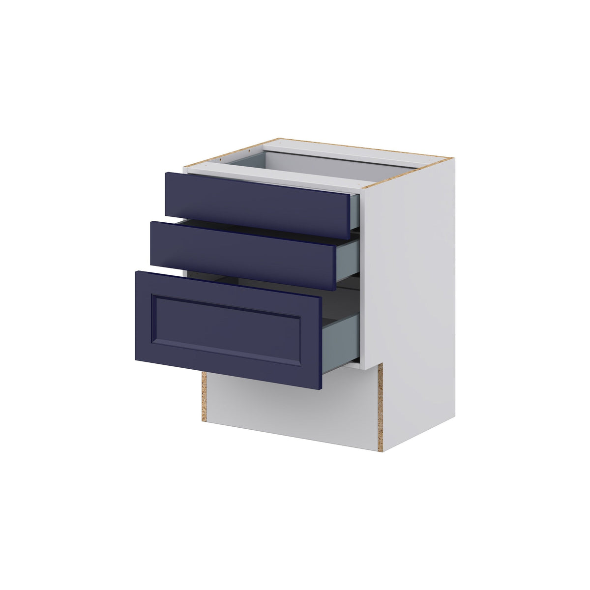 Hugo&Borg Lorette 24-in W x 30-in H x 21-in D Navy Blue 3-Drawer Base Fully Assembled Cabinet (Recessed Panel Style)
