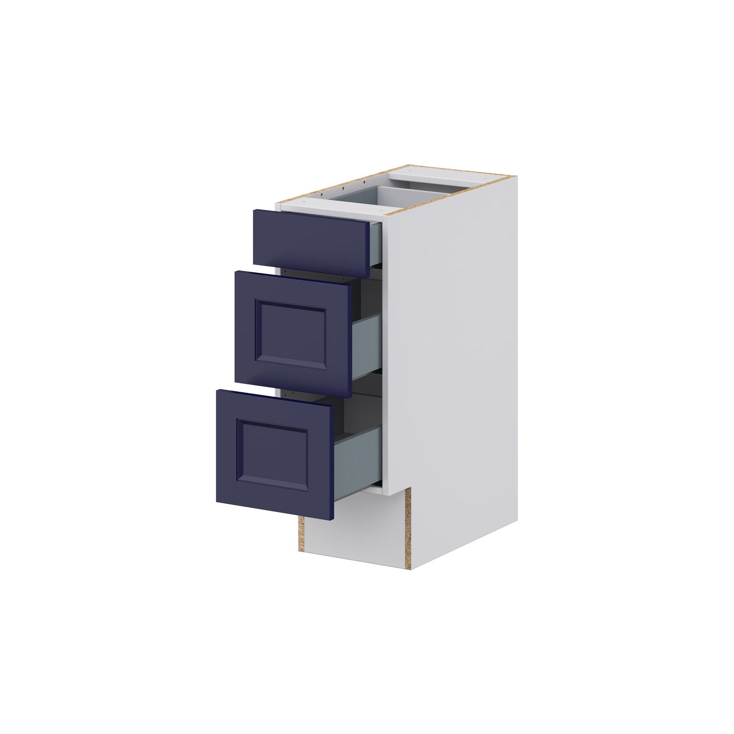 Hugo&Borg Lorette 12-in W x 32.5-in H x 24-in D Navy Blue 3-Drawer Base Fully Assembled Cabinet (Recessed Panel Style)