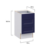 Hugo&Borg Lorette 18-in W x 32.5-in H x 24-in D Navy Blue 3-Drawer Base Fully Assembled Cabinet (Recessed Panel Style)