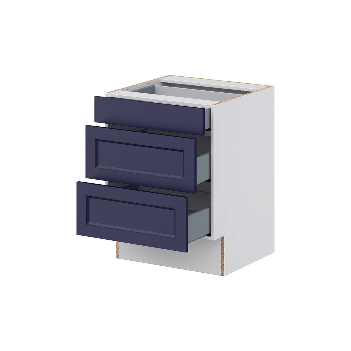 Hugo&Borg Lorette 24-in W x 32.5-in H x 24-in D Navy Blue 3-Drawer Base Fully Assembled Cabinet (Recessed Panel Style)