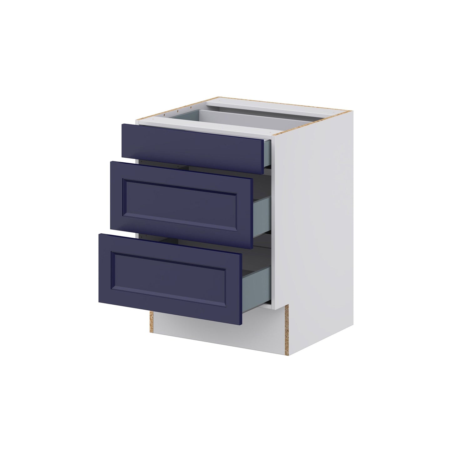 Hugo&Borg Lorette 24-in W x 32.5-in H x 24-in D Navy Blue 3-Drawer Base Fully Assembled Cabinet (Recessed Panel Style)