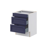 Hugo&Borg Lorette 24-in W x 32.5-in H x 24-in D Navy Blue 3-Drawer Base Fully Assembled Cabinet (Recessed Panel Style)