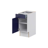 Hugo&Borg Lorette 15-in W x 34.5-in H x 24-in D Navy Blue 1-Drawer Base Fully Assembled Cabinet (Recessed Panel Shaker Door Style)
