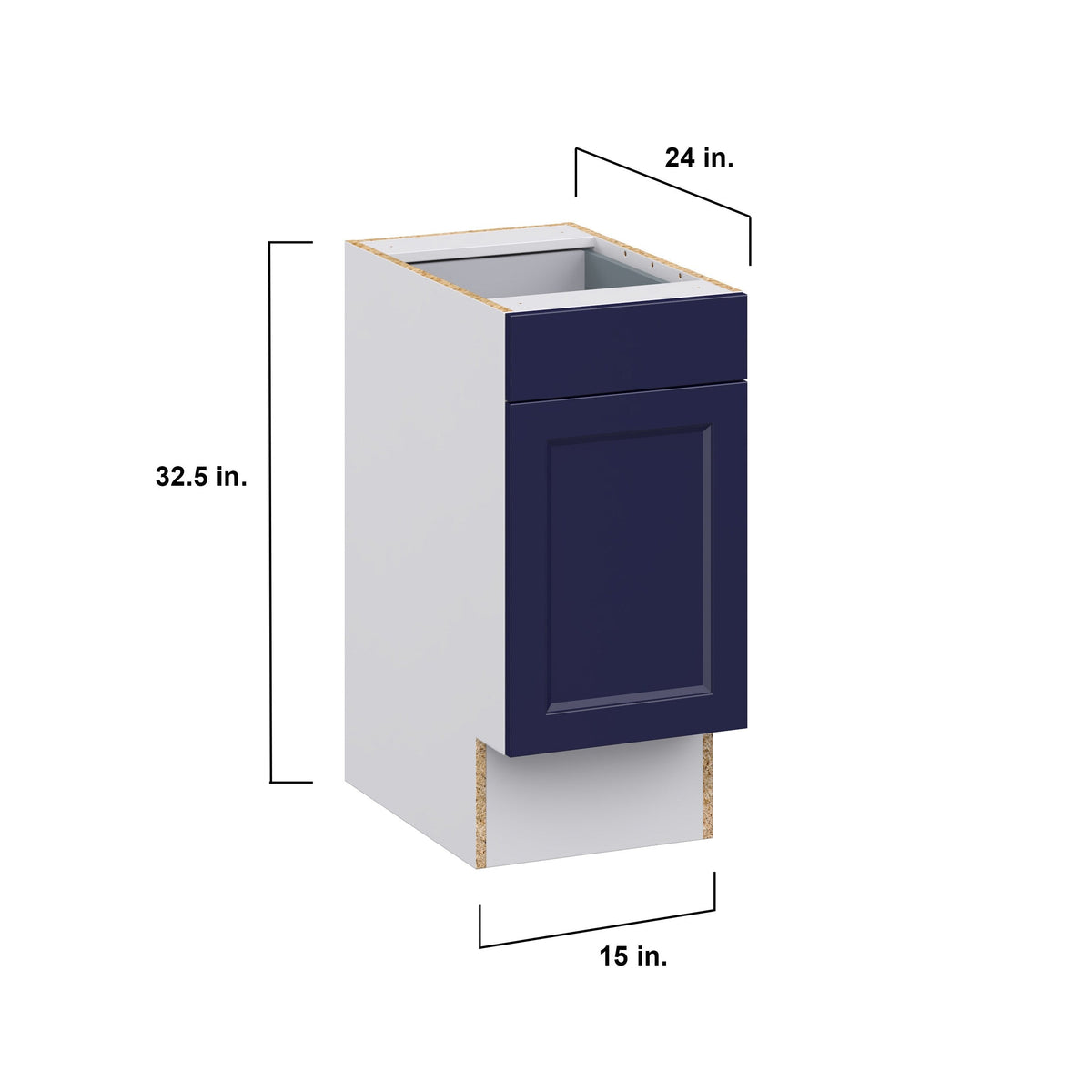 Hugo&Borg Lorette 15-in W x 34.5-in H x 24-in D Navy Blue 1-Drawer Base Fully Assembled Cabinet (Recessed Panel Shaker Door Style)