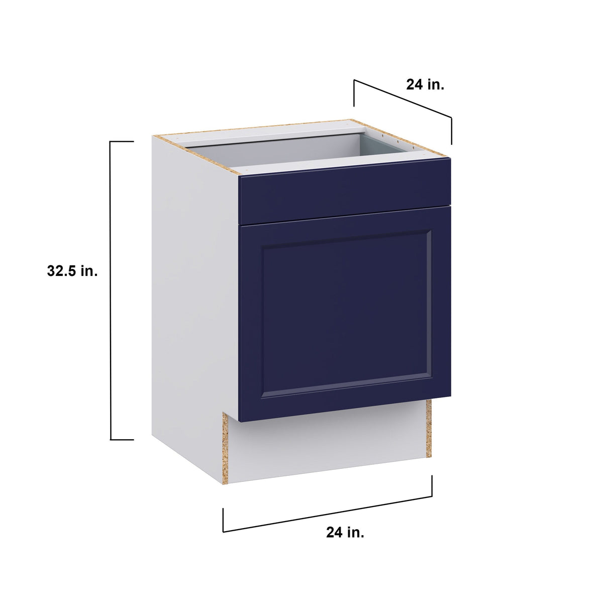 Hugo&Borg Lorette 24-in W x 34.5-in H x 24-in D Navy Blue 1-Drawer Base Fully Assembled Cabinet (Recessed Panel Shaker Door Style)