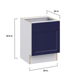 Hugo&Borg Lorette 24-in W x 34.5-in H x 24-in D Navy Blue 1-Drawer Base Fully Assembled Cabinet (Recessed Panel Shaker Door Style)