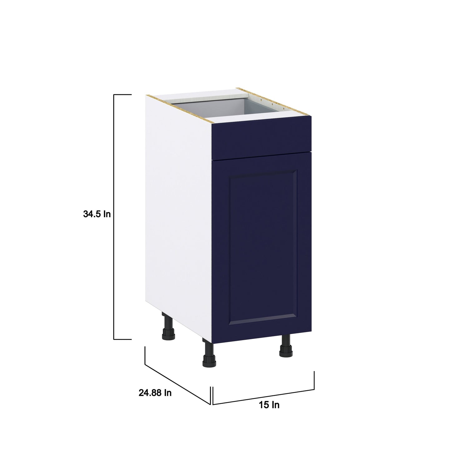 Hugo&Borg Lorette 15-in W x 34.5-in H x 24-in D Navy Blue 1-Drawer Pull-out Cabinet Base Fully Assembled Cabinet (Recessed Panel Style)