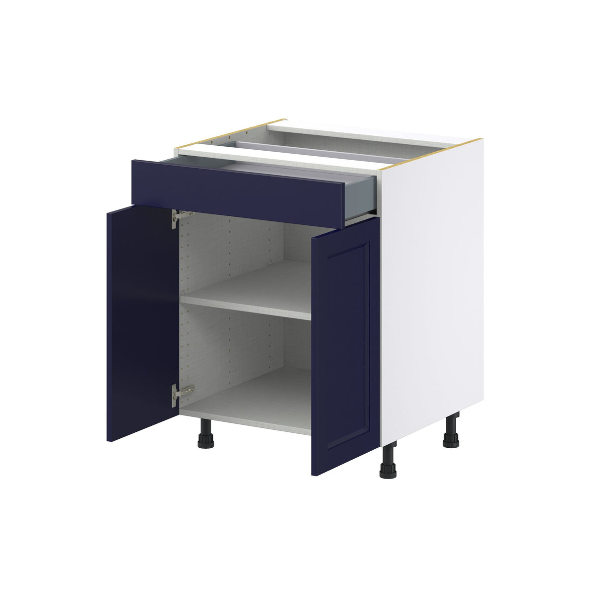 Hugo&Borg Lorette 27-in W x 34.5-in H x 24-in D Navy Blue 1-Drawer Base Fully Assembled Cabinet (Recessed Panel Shaker Style)