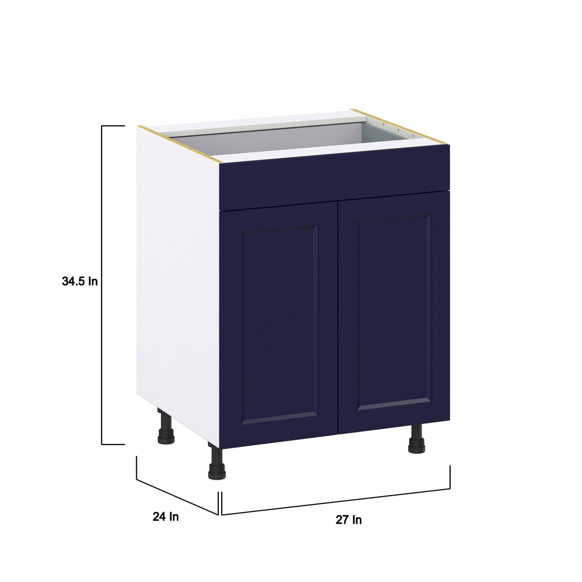 Hugo&Borg Lorette 27-in W x 34.5-in H x 24-in D Navy Blue 1-Drawer Base Fully Assembled Cabinet (Recessed Panel Shaker Style)