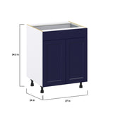 Hugo&Borg Lorette 27-in W x 34.5-in H x 24-in D Navy Blue 1-Drawer Base Fully Assembled Cabinet (Recessed Panel Shaker Style)