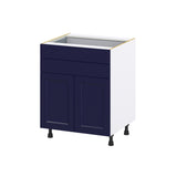 Hugo&Borg Lorette 27-in W x 34.5-in H x 24-in D Navy Blue 2-Drawers Base Fully Assembled Cabinet (Recessed Panel Shaker Style)