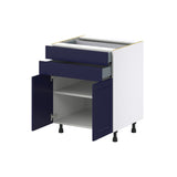Hugo&Borg Lorette 27-in W x 34.5-in H x 24-in D Navy Blue 2-Drawers Base Fully Assembled Cabinet (Recessed Panel Shaker Style)
