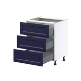 Hugo&Borg Lorette 27-in W x 34.5-in H x 24-in D Navy Blue 3-Drawer Base Fully Assembled Cabinet (Recessed Panel Style)