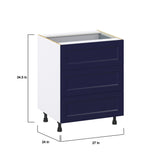 Hugo&Borg Lorette 27-in W x 34.5-in H x 24-in D Navy Blue 4-Drawer Base Fully Assembled Cabinet (Recessed Panel Style)
