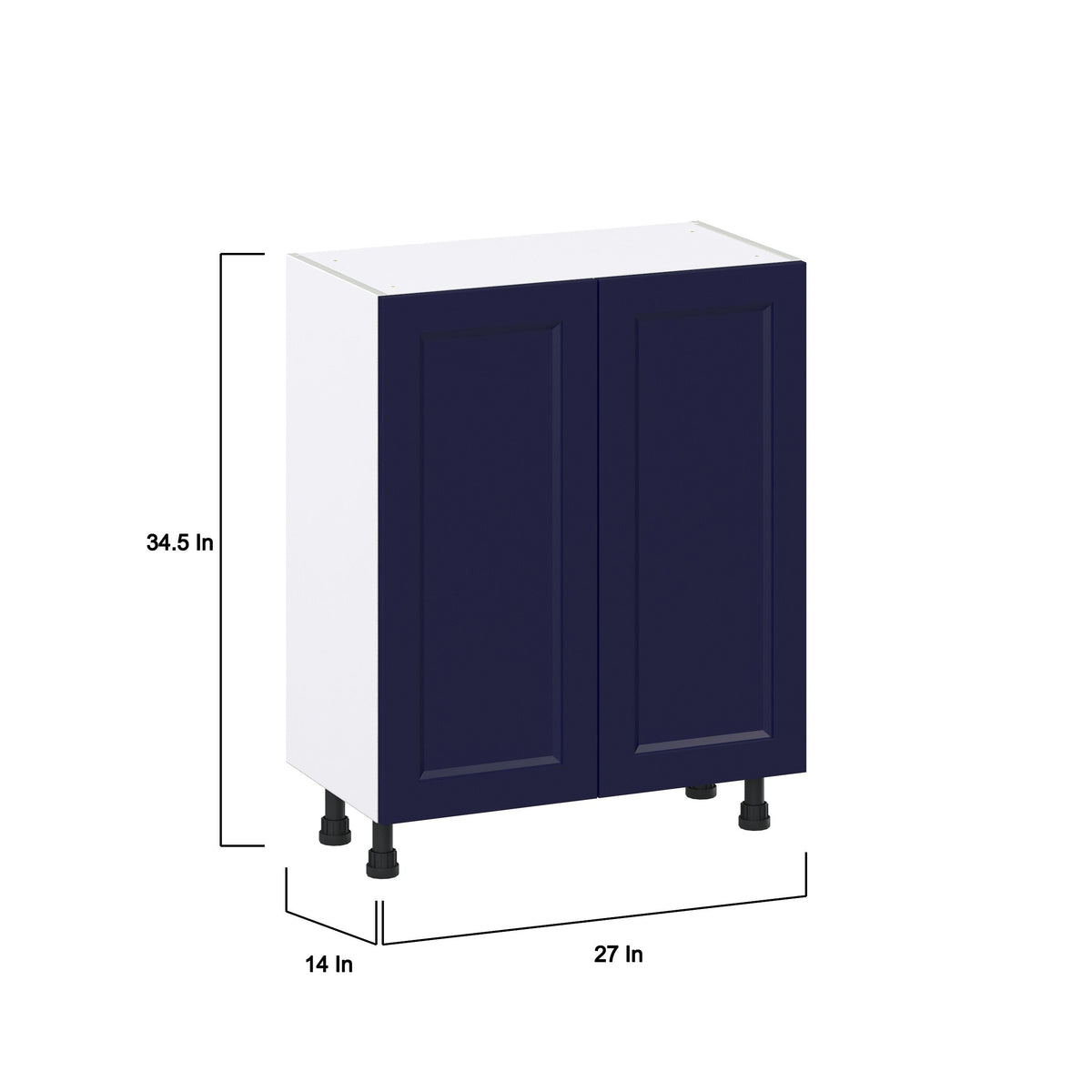 Hugo&Borg Lorette 27-in W x 34.5-in H x 14-in D Navy Blue Base Fully Assembled Cabinet (Recessed Panel Shaker Door Style)