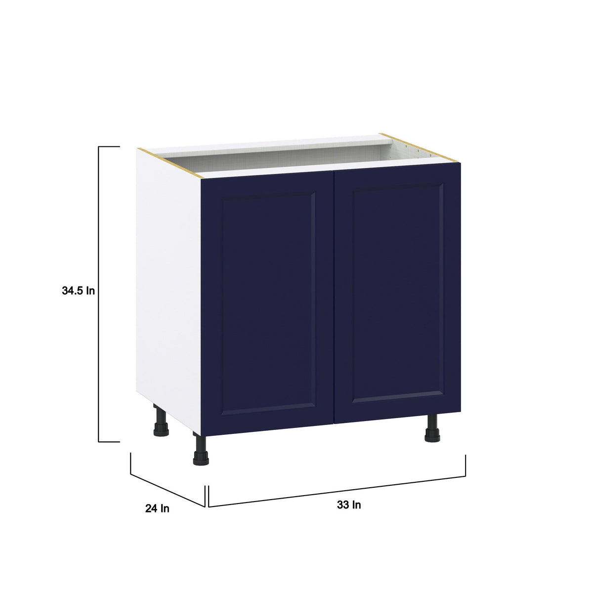 Hugo&Borg Lorette 33-in W x 34.5-in H x 24-in D Navy Blue 3-Drawers Base Fully Assembled Cabinet (Recessed Panel Shaker Style)