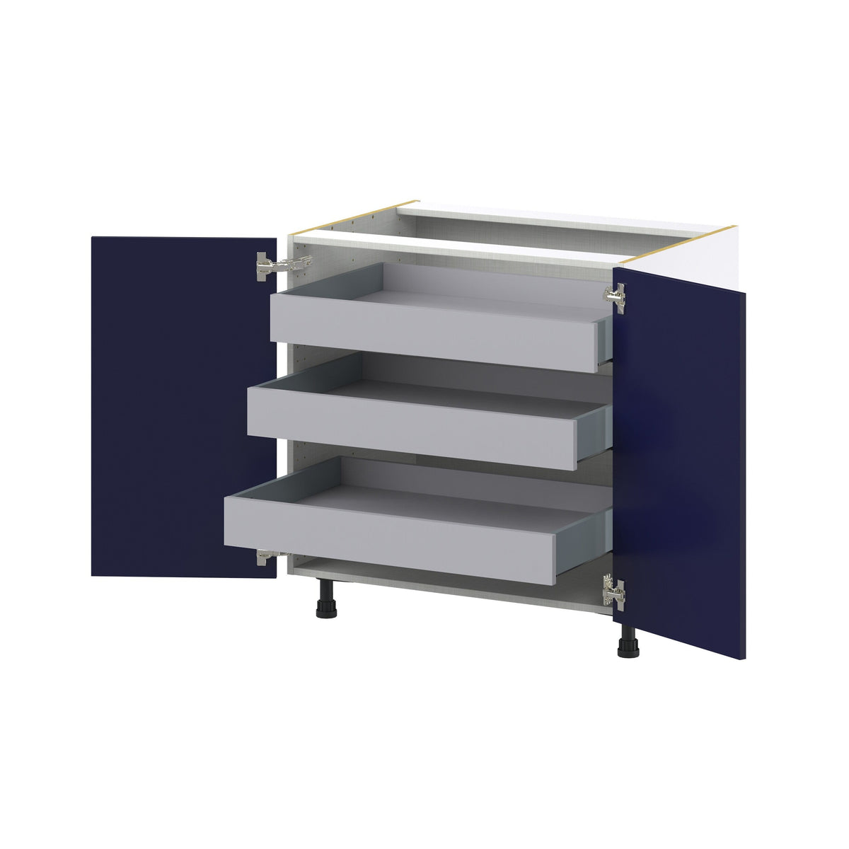 Hugo&Borg Lorette 33-in W x 34.5-in H x 24-in D Navy Blue 3-Drawers Base Fully Assembled Cabinet (Recessed Panel Shaker Style)