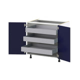 Hugo&Borg Lorette 33-in W x 34.5-in H x 24-in D Navy Blue 3-Drawers Base Fully Assembled Cabinet (Recessed Panel Shaker Style)