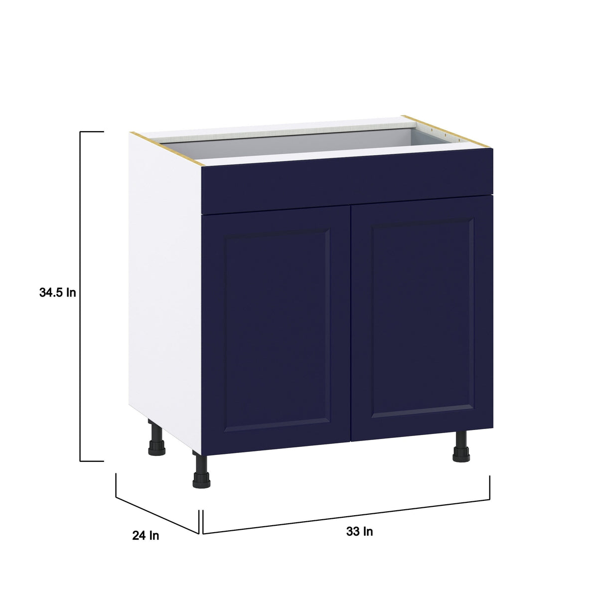Hugo&Borg Lorette 33-in W x 34.5-in H x 24-in D Navy Blue 1-Drawer Base Fully Assembled Cabinet (Recessed Panel Shaker Style)