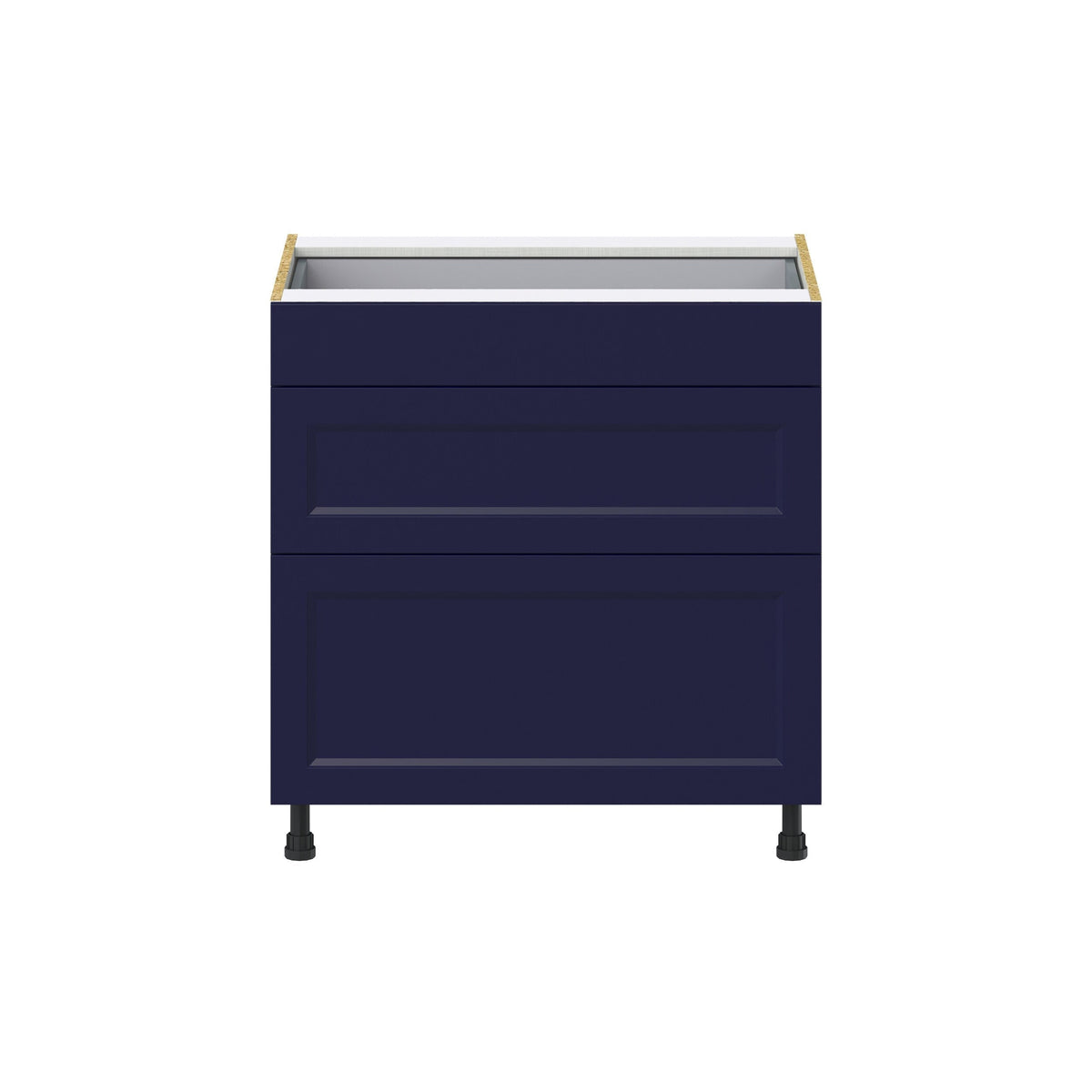 Hugo&Borg Lorette 33-in W x 34.5-in H x 24-in D Navy Blue 3-Drawer Base Fully Assembled Cabinet (Recessed Panel Style)