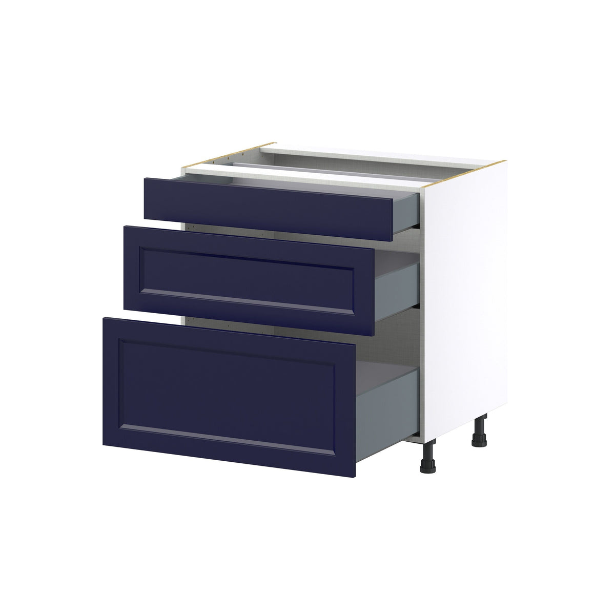 Hugo&Borg Lorette 33-in W x 34.5-in H x 24-in D Navy Blue 3-Drawer Base Fully Assembled Cabinet (Recessed Panel Style)