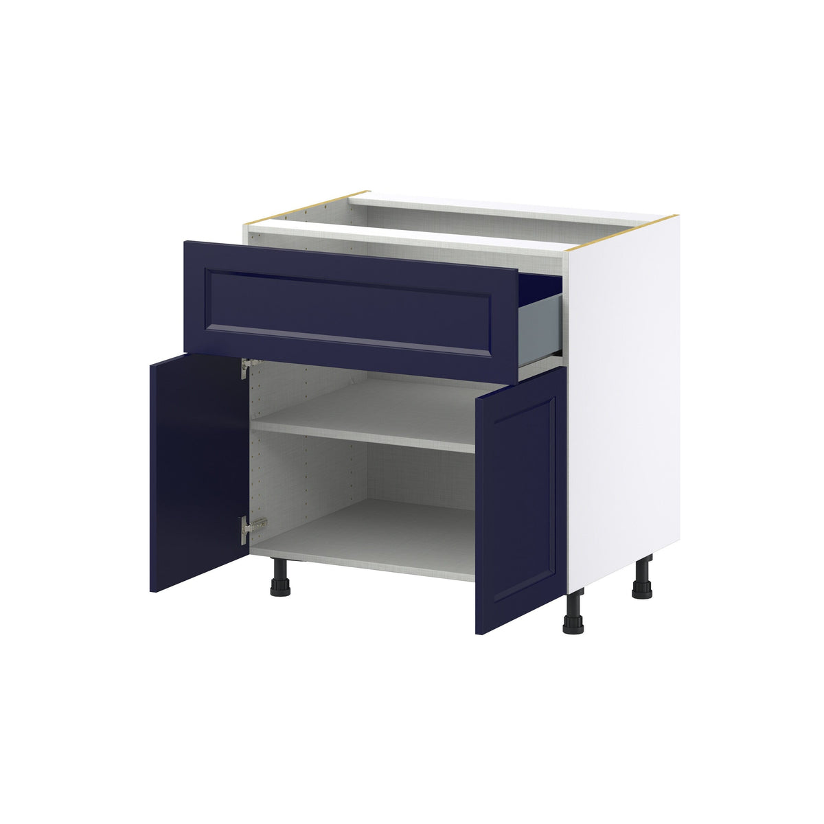 Hugo&Borg Lorette 33-in W x 34.5-in H x 25-in D Navy Blue 1-Drawer Base Fully Assembled Cabinet (Recessed Panel Shaker Style)