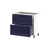 Hugo&Borg Lorette 33-in W x 34.5-in H x 24-in D Navy Blue 2-Drawer Base Fully Assembled Cabinet (Recessed Panel Style)