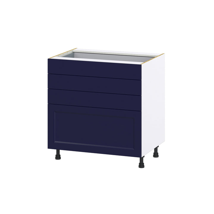 Hugo&Borg Lorette 33-in W x 34.5-in H x 24-in D Navy Blue 4-Drawer Base Fully Assembled Cabinet (Recessed Panel Style)