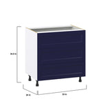 Hugo&Borg Lorette 33-in W x 34.5-in H x 24-in D Navy Blue 3-Drawer Base Fully Assembled Cabinet (Recessed Panel Style)