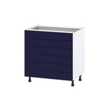 Hugo&Borg Lorette 33-in W x 34.5-in H x 24-in D Navy Blue 6-Drawer Base Fully Assembled Cabinet (Recessed Panel Style)