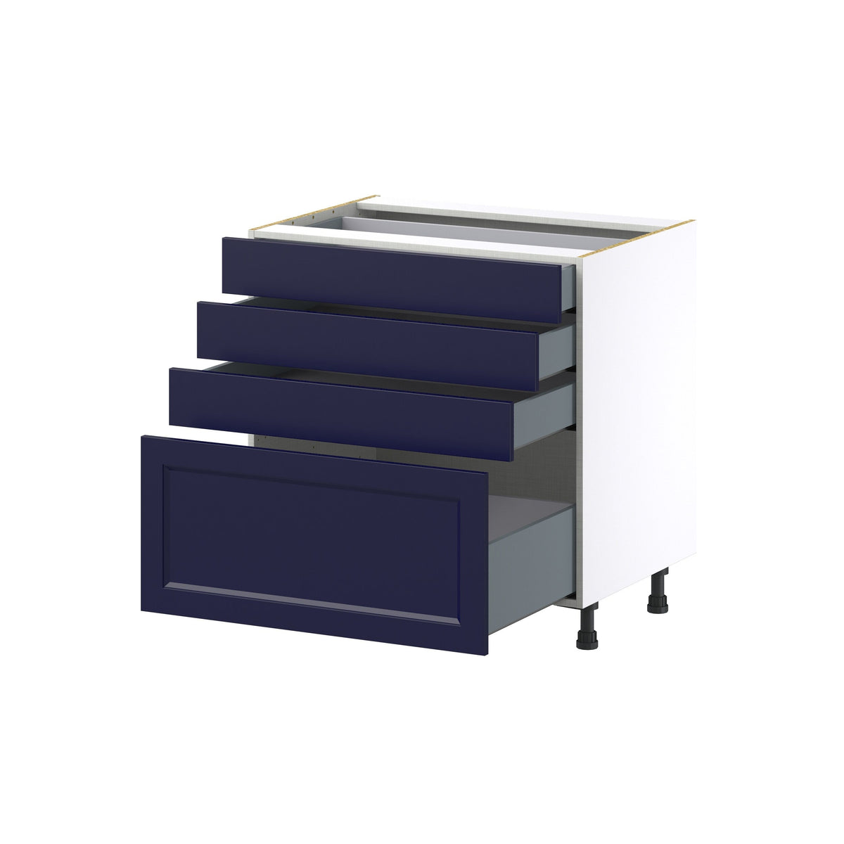 Hugo&Borg Lorette 33-in W x 34.5-in H x 24-in D Navy Blue 4-Drawer Base Fully Assembled Cabinet (Recessed Panel Style)