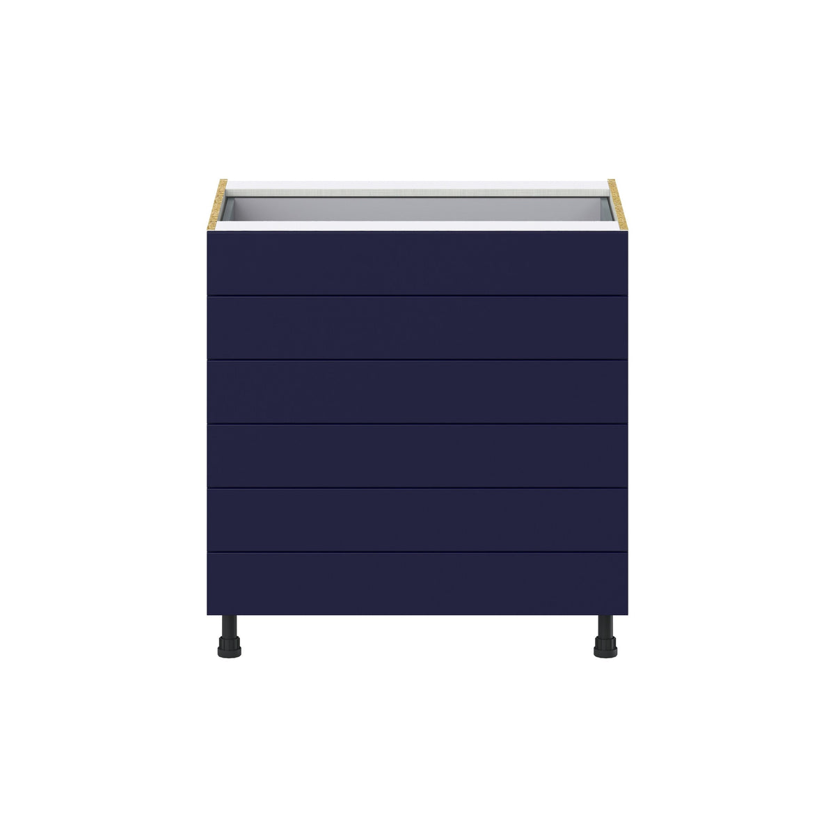 Hugo&Borg Lorette 33-in W x 34.5-in H x 24-in D Navy Blue 6-Drawer Base Fully Assembled Cabinet (Recessed Panel Style)