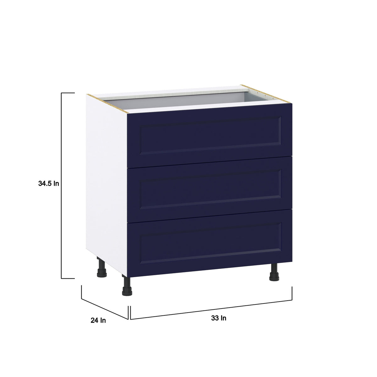 Hugo&Borg Lorette 33-in W x 34.5-in H x 24-in D Navy Blue 4-Drawer Base Fully Assembled Cabinet (Recessed Panel Style)