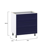 Hugo&Borg Lorette 33-in W x 34.5-in H x 24-in D Navy Blue 4-Drawer Base Fully Assembled Cabinet (Recessed Panel Style)