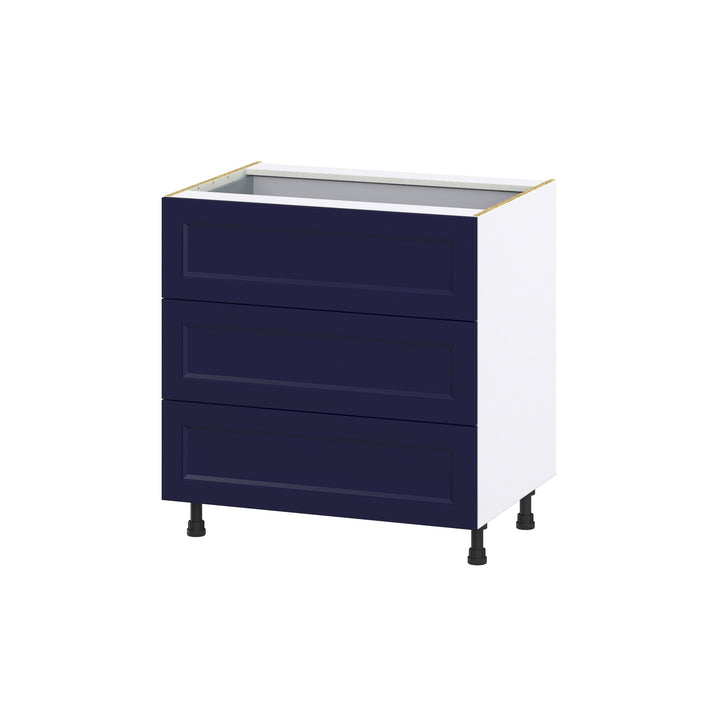 Hugo&Borg Lorette 33-in W x 34.5-in H x 24-in D Navy Blue 4-Drawer Base Fully Assembled Cabinet (Recessed Panel Style)