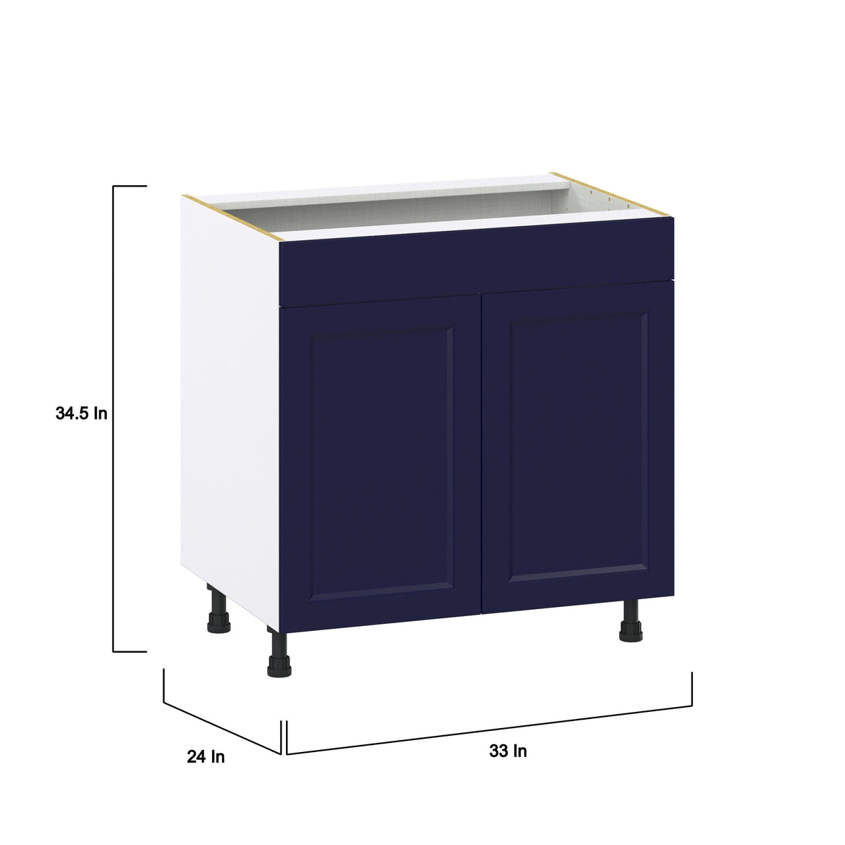 Hugo&Borg Lorette 33-in W x 34.5-in H x 24-in D Navy Blue Sink Base Fully Assembled Cabinet (Recessed Panel Shaker Style)