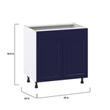 Hugo&Borg Lorette 33-in W x 34.5-in H x 24-in D Navy Blue Sink Base Fully Assembled Cabinet (Recessed Panel Shaker Style)