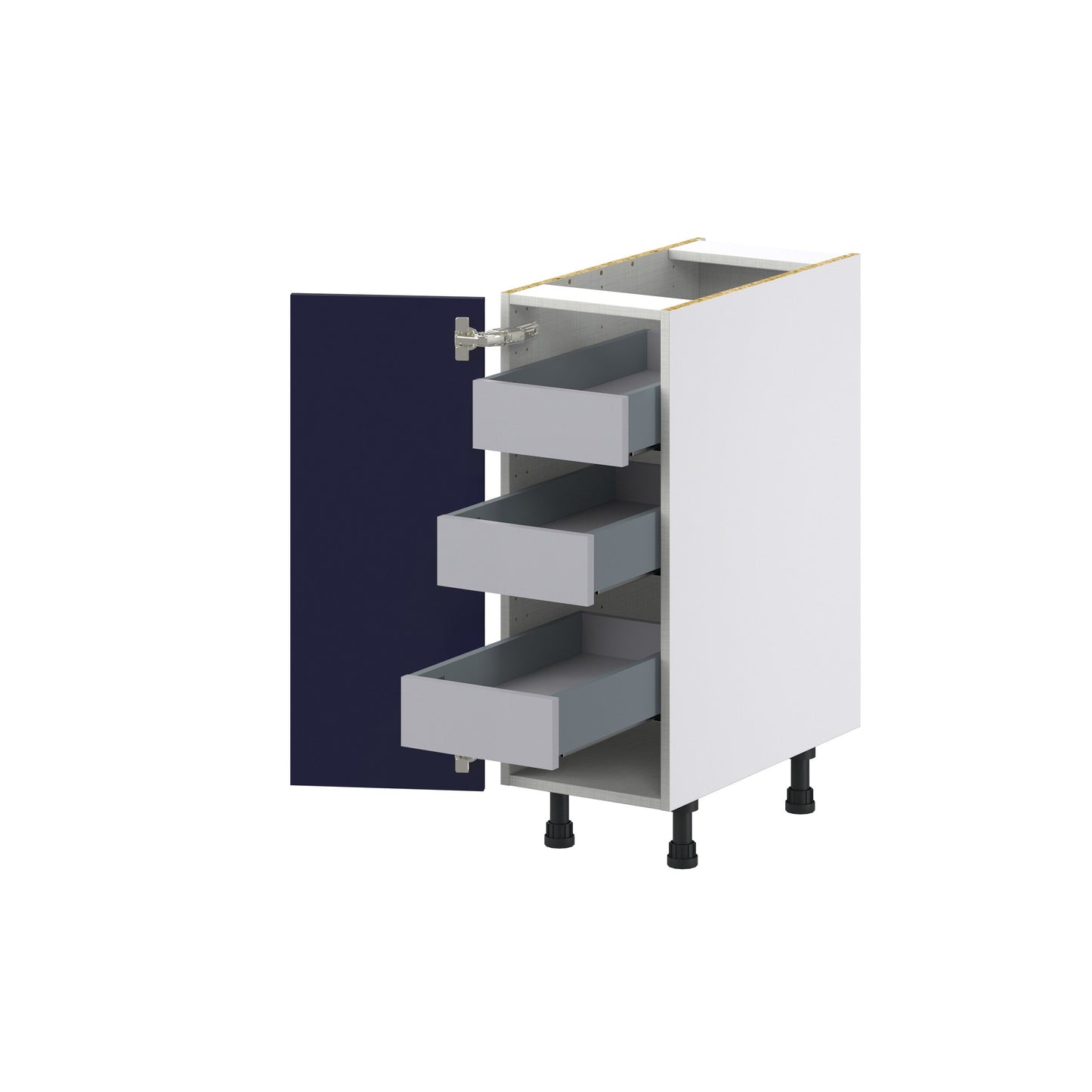 Hugo&Borg Lorette 12-in W x 34.5-in H x 24-in D Navy Blue 3-Drawers Base Fully Assembled Cabinet (Recessed Panel Shaker Style)
