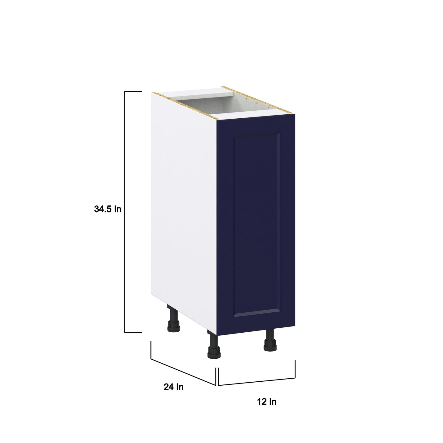 Hugo&Borg Lorette 12-in W x 34.5-in H x 24-in D Navy Blue 3-Drawers Base Fully Assembled Cabinet (Recessed Panel Shaker Style)