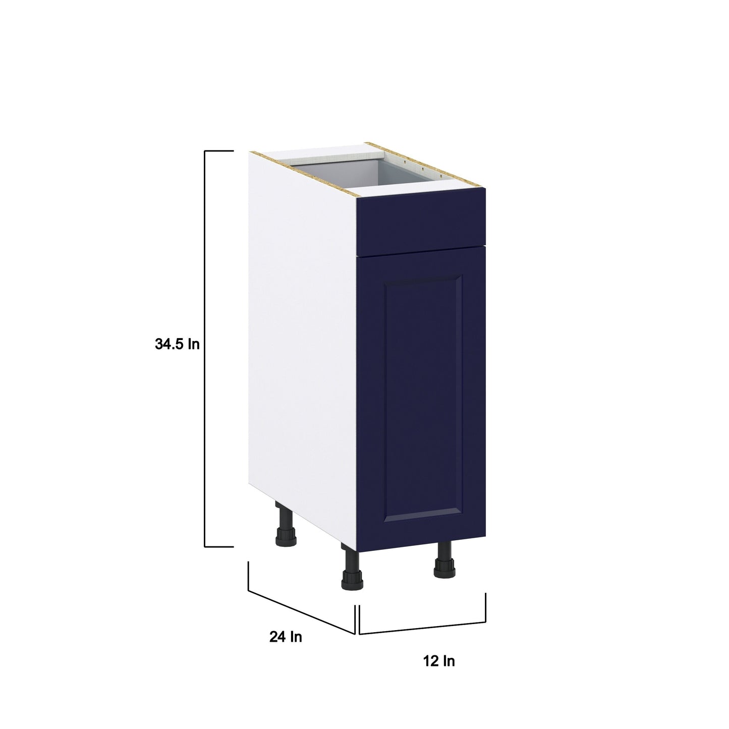 Hugo&Borg Lorette 12-in W x 34.5-in H x 24-in D Navy Blue 1-Drawer Base Fully Assembled Cabinet (Recessed Panel Shaker Style)