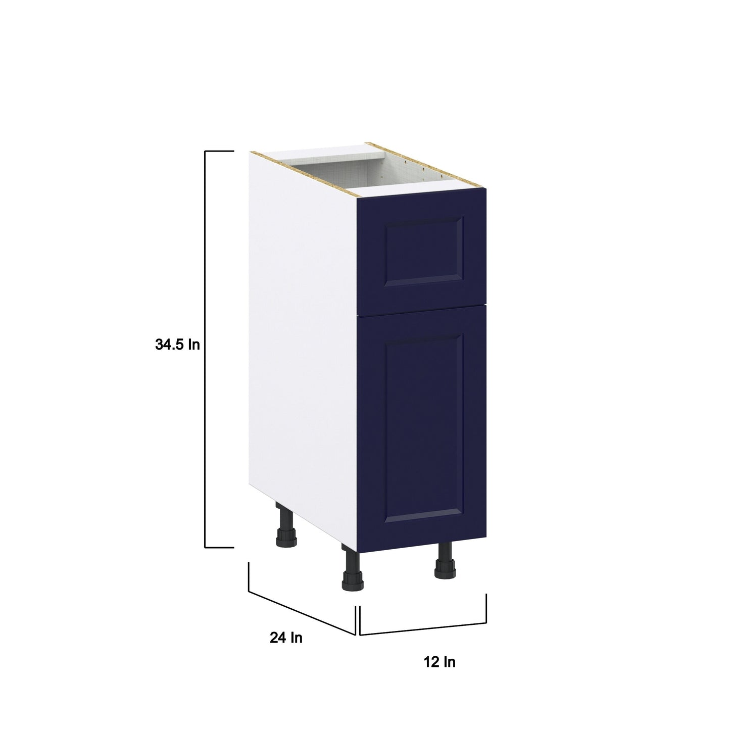 Hugo&Borg Lorette 12-in W x 34.5-in H x 25-in D Navy Blue 1-Drawer Base Fully Assembled Cabinet (Recessed Panel Shaker Style)