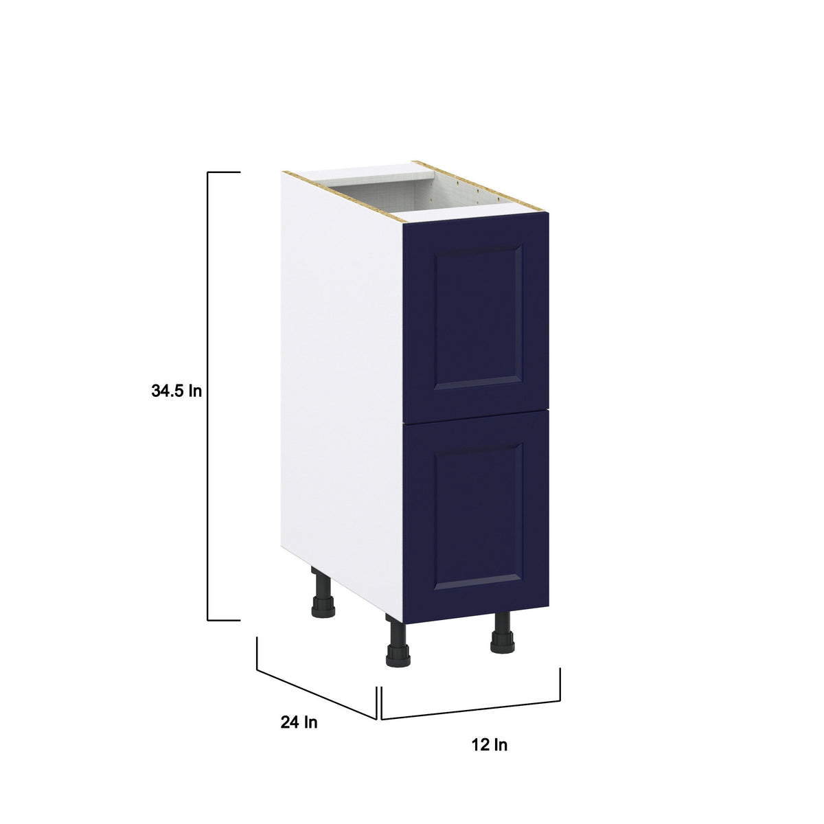 Hugo&Borg Lorette 12-in W x 34.5-in H x 24-in D Navy Blue 2-Drawer Base Fully Assembled Cabinet (Recessed Panel Style)