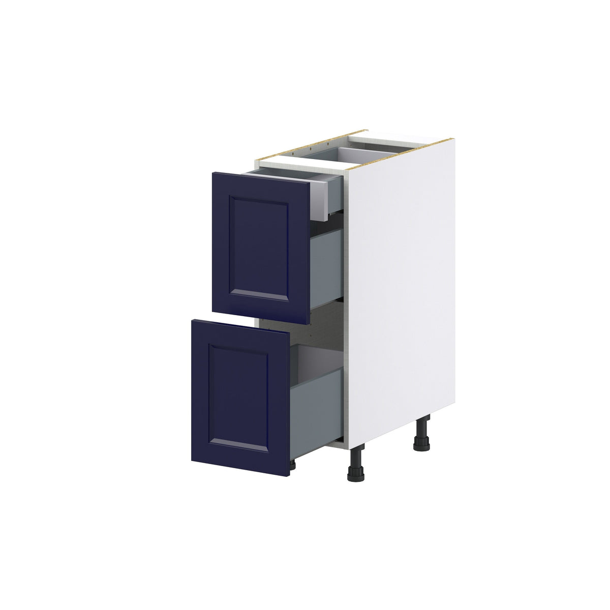 Hugo&Borg Lorette 12-in W x 34.5-in H x 24-in D Navy Blue 3-Drawer Base Fully Assembled Cabinet (Recessed Panel Style)