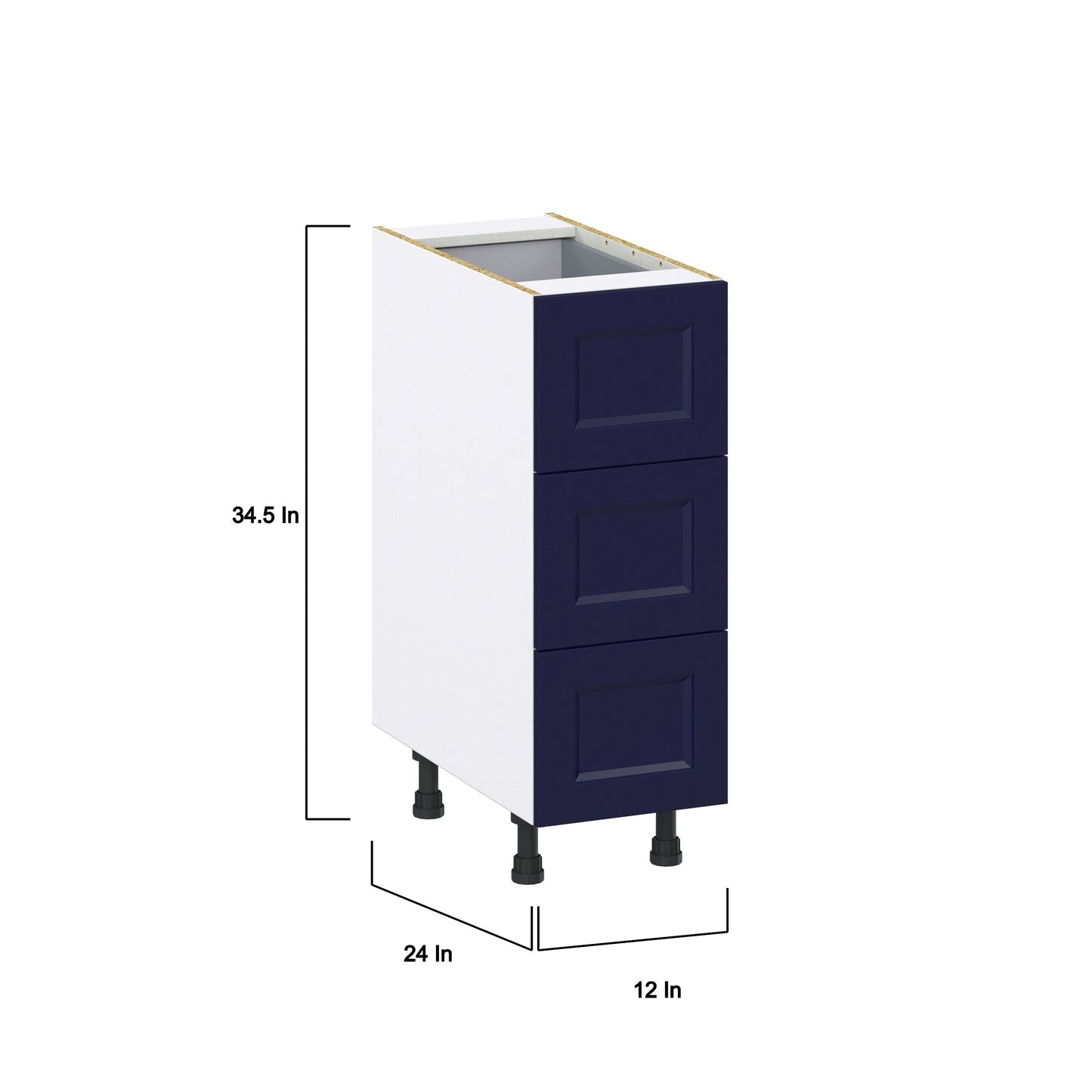 Hugo&Borg Lorette 12-in W x 34.5-in H x 24-in D Navy Blue 4-Drawer Base Fully Assembled Cabinet (Recessed Panel Style)